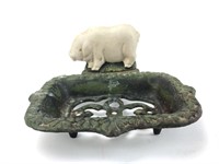 Iron Pig soap dish.  Embossed soap tray with