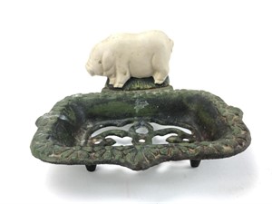 Iron Pig soap dish.  Embossed soap tray with