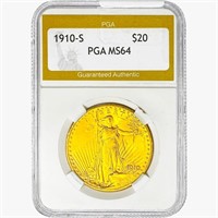 1910-S $20 Gold Double Eagle PGA MS64