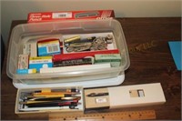 Desk Supplies, 15 ½” Lamp, & Paperweight