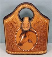 Tooled Leather Horse Handbag