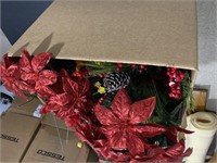 Box lot of Christmas flowers and more