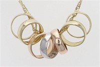 14 Kt Tri Tone Ring Necklace