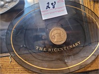 Bicentennial Glass Tray w Liberty Bell Coin