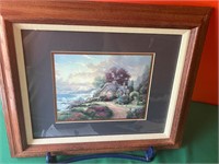 Framed Matted Signed Thomas Kinkade 18X16 cottage