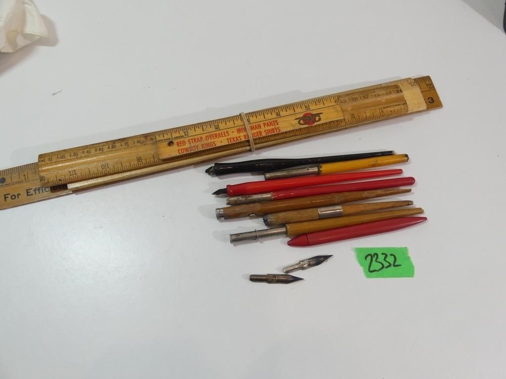 Qty of Vintage Rulers & Pens
