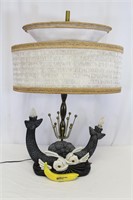 Mid-Century Ceramic Dolphins Table Lamp