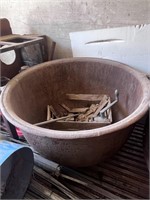 40” x 24” cast-iron cauldron no cracks, has been