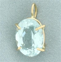 8CT Aquamarine Solitaire Pendant in 14k Yellow Gol