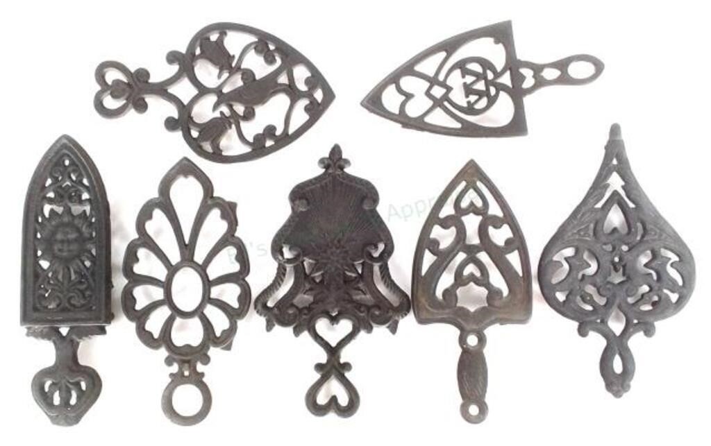 (7) Cast Iron Sad Iron Trivets