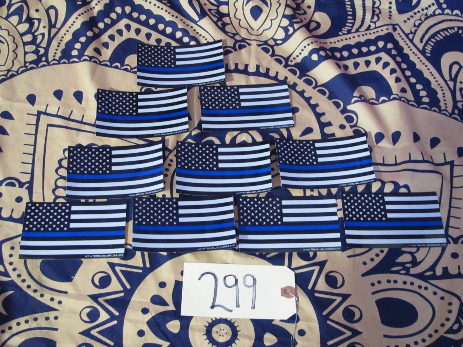 QTY 10 Thin Blue Line Police Support Flag Stickers