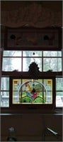Stained glass rooster and chicken deco.