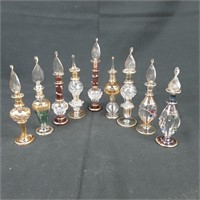 10 Glass Miniature Perfume Bottle Set