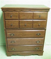 36 X 17 X 46 Five Drawer Wood Dresser - Repaired