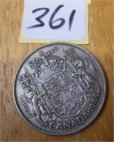 Canadian Silver  1944  Fifty Centscoin