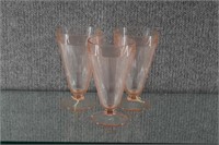 3 Jeannette Pink Ribbed Sundae Glasses