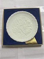 White Fenton plate with box