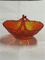 Orange Fenton glass basket