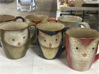 Six piece owl coffee mugs