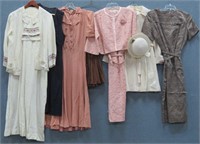 (4) Vintage Dresses, Ladies Brown Silk Skirt &....