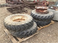 Set of (4) 12.00-24 Scraper Tires and Rims