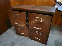Two Brown Metal File Cabinets
