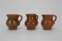 (3) Peruvian Terracotta Pottery Cups and Creamer