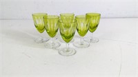 6 Vtg Vaseline Cut To Clear Sherry Glasses