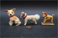 3- 1940s German Fur Toys & Wooden Miniatures
