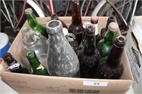 BOX LOT- CLEAR & COLOURED BOTTLES