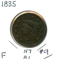 1835 Large Cent - Full Liberty, Nice, Fine