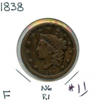 1838 Large Cent - Lots of Detail, Some Obverse