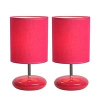 Small Stone Look Table Bedside Lamp 2 Pack Set