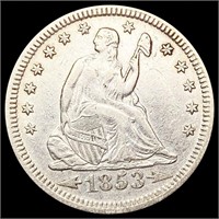 1853 Arws & Rays Seated Liberty Quarter CLOSELY