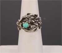 MODERNIST STERLING SILVER & TURQUOISE RING