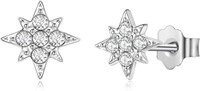 Elegant .10ct White Topaz North Star Earrings
