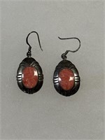 5.72g Sterling Silver Earrings w Pink Stones