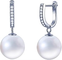 18k Gold-pl. .32ct White Sapphire & Pearl Earrings