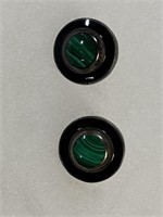 Sterling Earrings 17.68g w Green Black