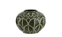 VBB - Mid Century Glazed Textured Leaf Table Vase