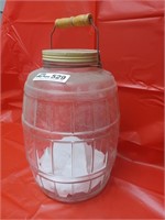 vintage barrell pickle jar with wire/wood handle