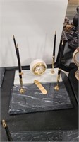 2 MARBLE DESK SETS W/ PEN AND CLOCK