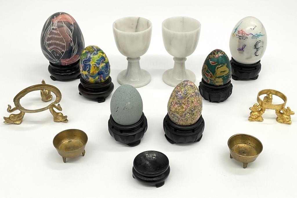 Marble, Soapstone, Asst Eggs & Stands