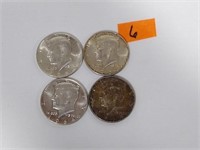 4-Kenneday 1/2 dollars 1964
