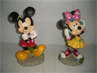 Mickey and Minnie Garden Statues, 10 inches Tall