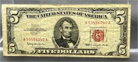 1963 US $5 Bill Red Seal