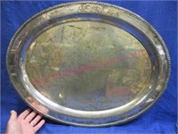 large old "melford" silver on copper tray (7+ lbs)