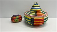 Colorful boho baskets, one large, one small