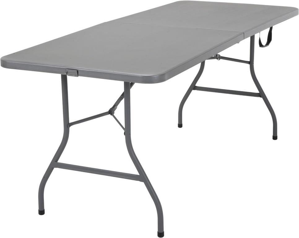 6’ blow mold table folding in half - grey