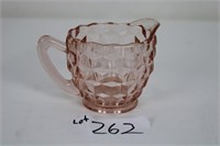 pink depression glass pitcher 3"T